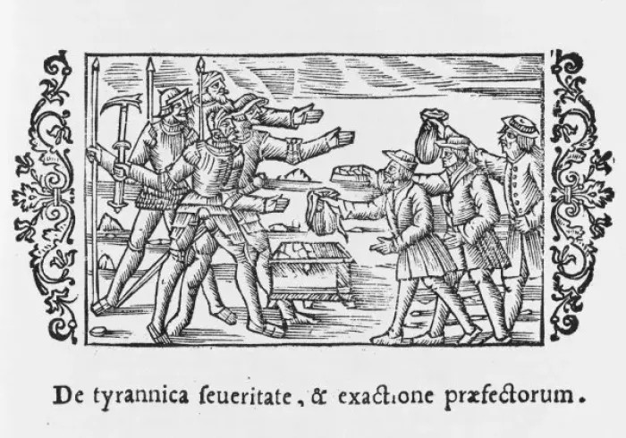 Framed Print : Exacting Tax with Sword Framed Print : Exacting Tax with Sword
