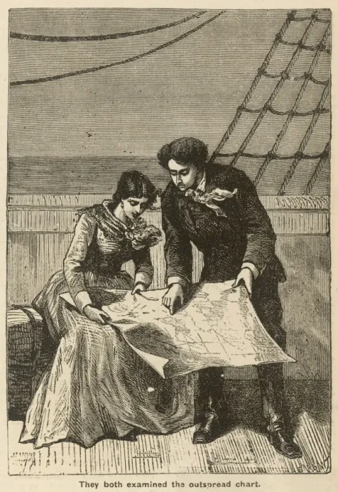 Framed Print : They both examined the outspread chart Framed Print : They both examined the outspread chart