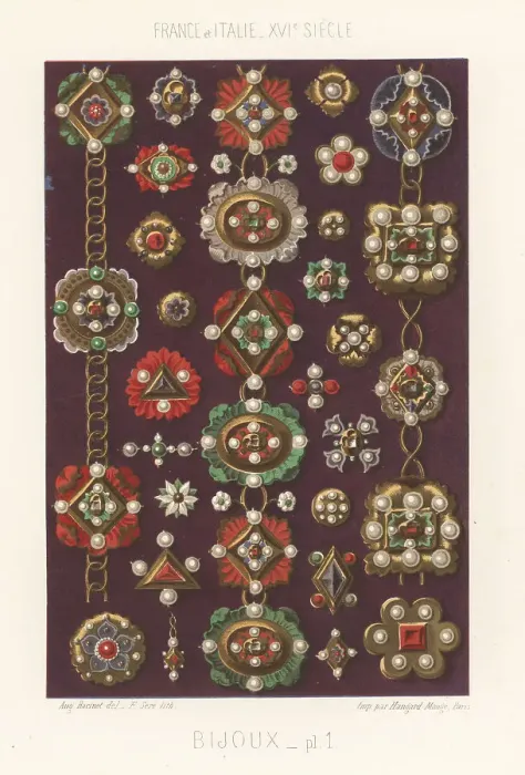 Framed Print : Examples of bracelets, France and Italy, 16th century Framed Print : Examples of bracelets, France and Italy, 16th century