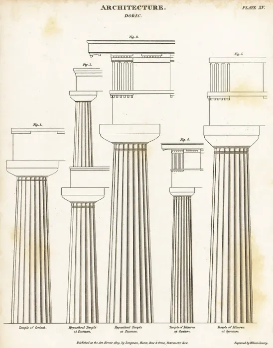 Framed Print : Examples of Doric pillars or columns, classical architecture Framed Print : Examples of Doric pillars or columns, classical architecture