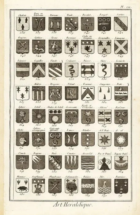 Framed Print : Examples of heraldic terms describing a coat of arms Framed Print : Examples of heraldic terms describing a coat of arms