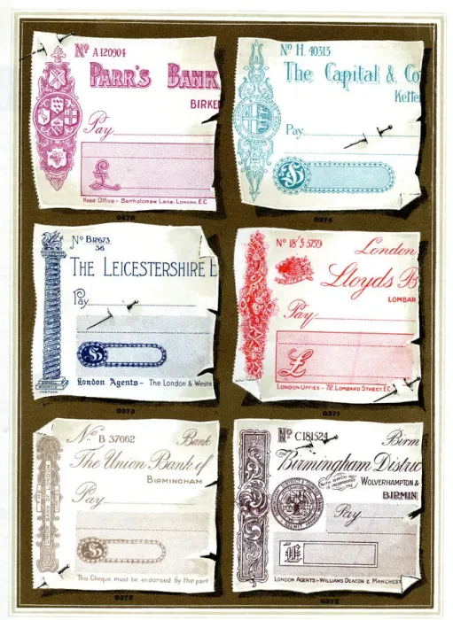 Framed Print : Examples of inks for printing bank cheques Framed Print : Examples of inks for printing bank cheques