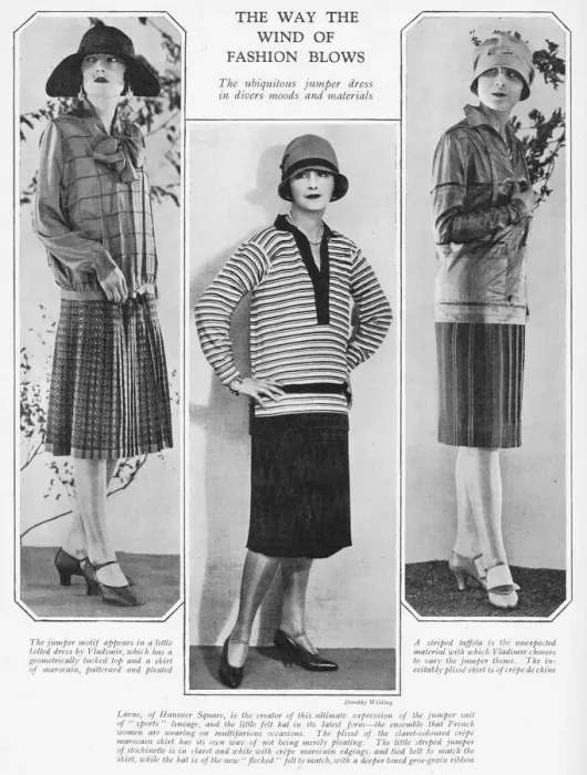 Framed Print : Three examples of the modern jumper dress or suit, 1926 Framed Print : Three examples of the modern jumper dress or suit, 1926