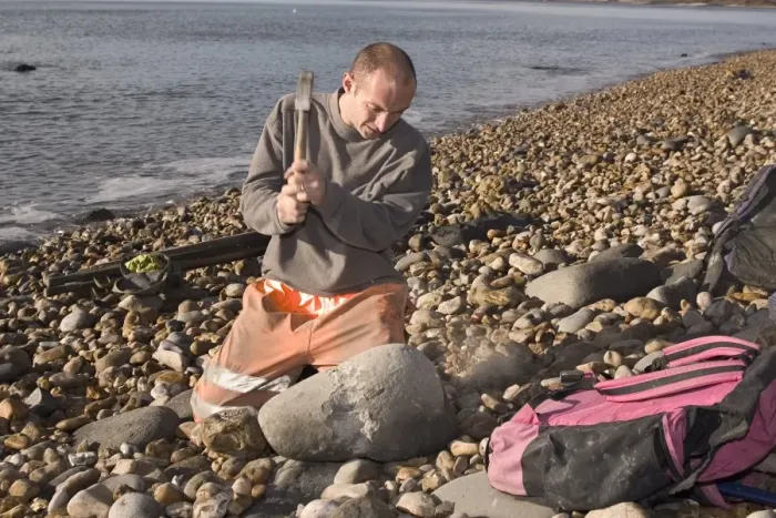 Framed Print : Excavating at Charmouth Framed Print : Excavating at Charmouth