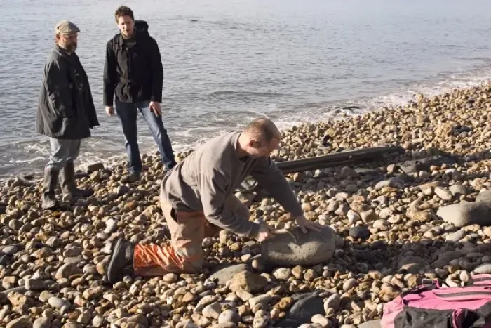 Framed Print : Excavating at Charmouth Framed Print : Excavating at Charmouth