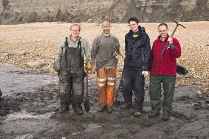 Framed Print : Excavating at Charmouth Framed Print : Excavating at Charmouth