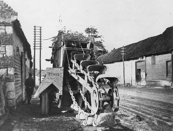 Excavating machine for digging trenches, France, WW1