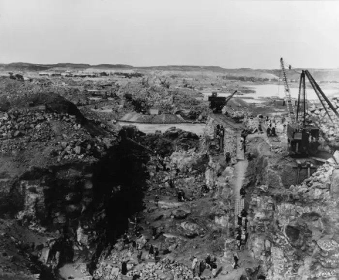 Framed Print : Excavation along line of Aswan Dam, Egypt Framed Print : Excavation along line of Aswan Dam, Egypt