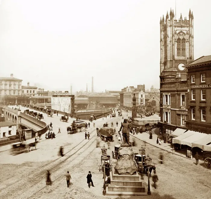 Framed Print : Exchange Street, Manchester, Victorian period Framed Print : Exchange Street, Manchester, Victorian period