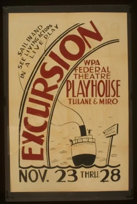 Framed Print : Excursion WPA Federal Theatre Playhouse, Tulane & Miro Sail Framed Print : Excursion WPA Federal Theatre Playhouse, Tulane & Miro Sail
