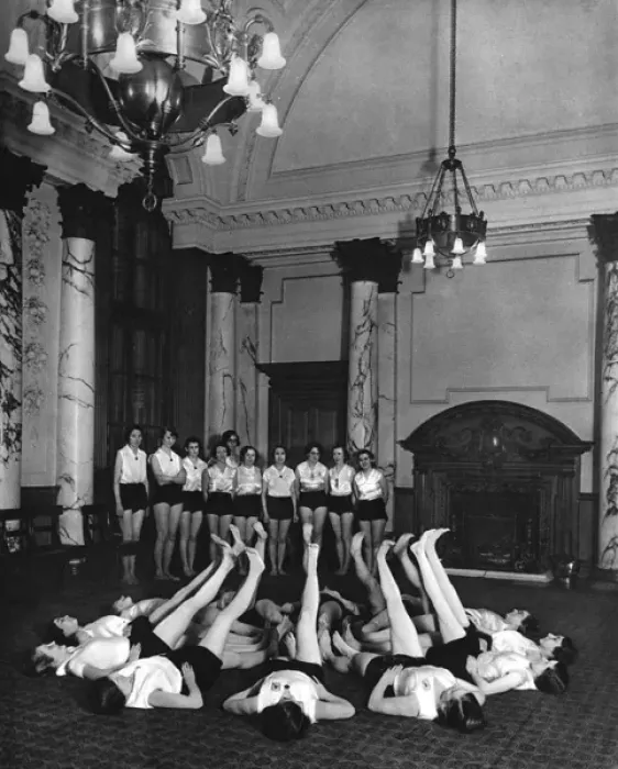 Framed Print : Exercise class at Ministry of Health, 1938 Framed Print : Exercise class at Ministry of Health, 1938