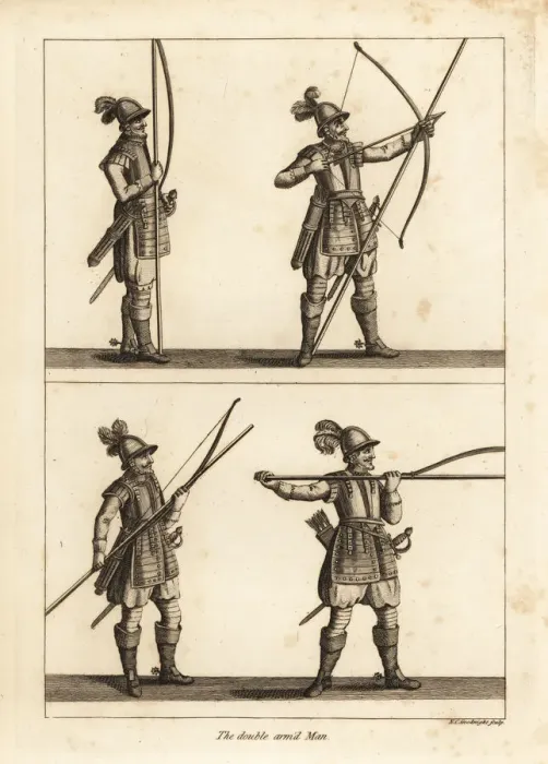 Framed Print : Exercise of the double-armed man with bow and pike Framed Print : Exercise of the double-armed man with bow and pike