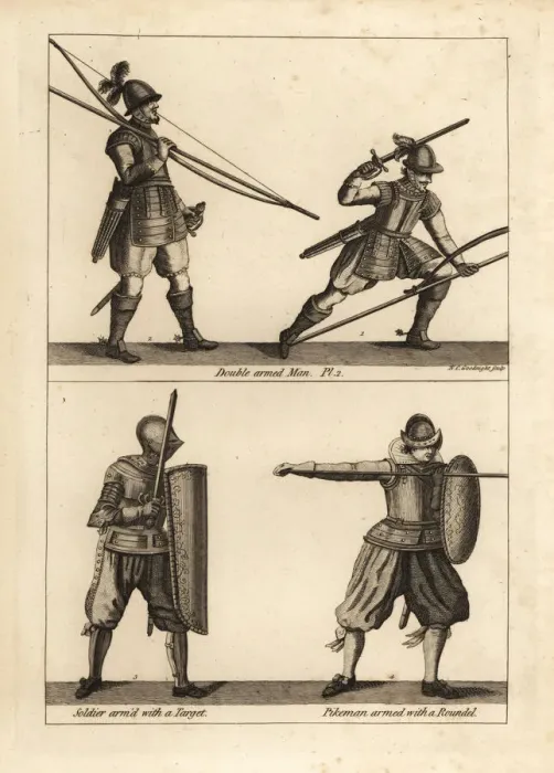 Framed Print : Exercise of the double-armed man with bow and pike Framed Print : Exercise of the double-armed man with bow and pike