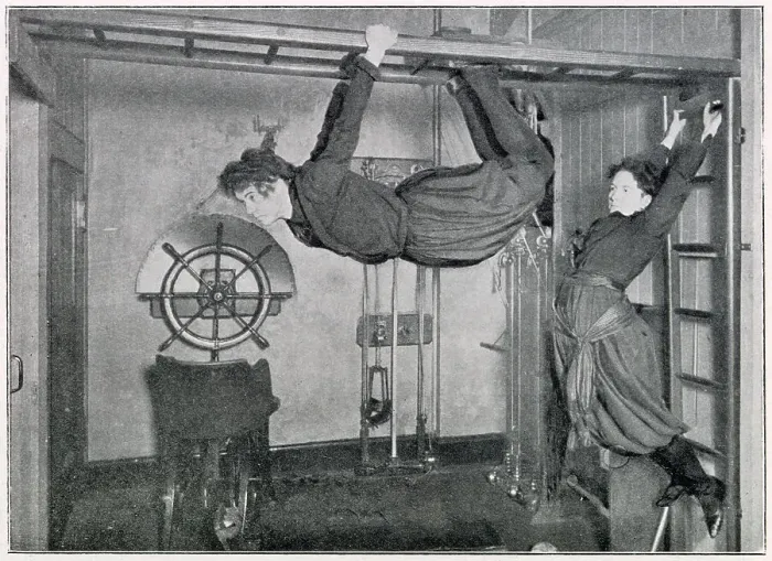 Framed Print : Exercising on perpendicular and horizontal ladders. Date: 1901 Framed Print : Exercising on perpendicular and horizontal ladders. Date: 1901
