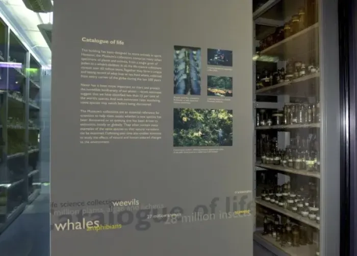 Framed Print : Exhibition panel on display in the Darwin Centre Framed Print : Exhibition panel on display in the Darwin Centre