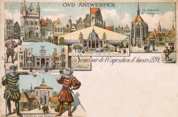 Framed Print : Exhibition souvenir postcard, Old Antwerp, Belgium Framed Print : Exhibition souvenir postcard, Old Antwerp, Belgium