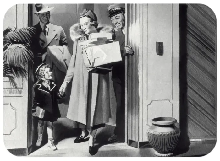 Framed Print : Exiting an Elevator Date: 1938 Framed Print : Exiting an Elevator Date: 1938