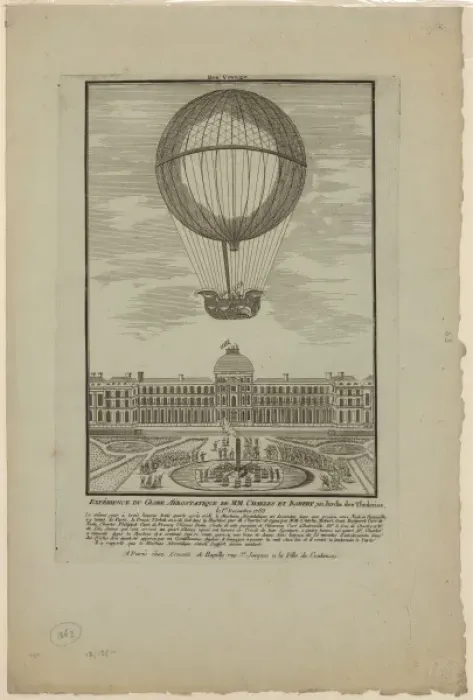 Framed Print : Experience du globe aerostatique du MM. Charles et Robert, a Framed Print : Experience du globe aerostatique du MM. Charles et Robert, a