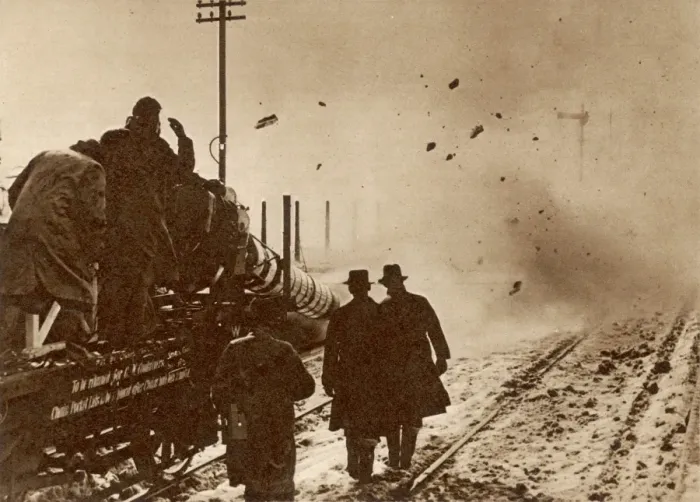 Framed Print : Experiment with jets to clear away snow in Wales, 1947 Framed Print : Experiment with jets to clear away snow in Wales, 1947