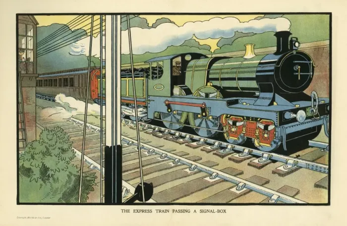 Framed Print : The Express Train passing a signal-box Framed Print : The Express Train passing a signal-box