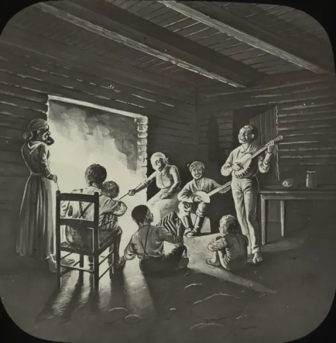 Framed Print : An extended African-American family round the fire Framed Print : An extended African-American family round the fire
