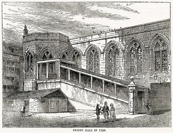 Exterior of Crosby Hall, Bishopsgate, London. Date: 1790