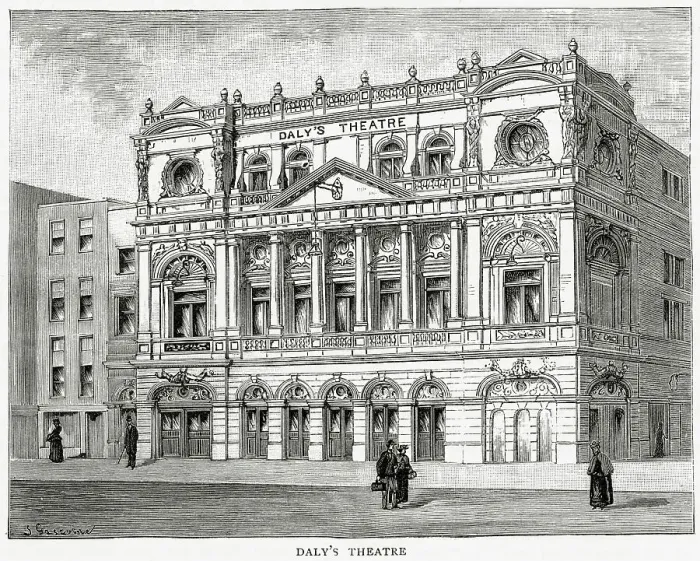 Framed Print : Exterior of the Daly's Theatre, located in Cranbourn Street, just off Leicester Square, London. Date: 1893 Framed Print : Exterior of the Daly's Theatre, located in Cranbourn Street, just off Leicester Square, London. Date: 1893