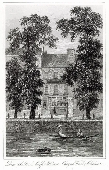 Framed Print : Exterior the Don Saltero's Coffee House in Cheyne Walk, Chelsea, London. Date: 18th century Framed Print : Exterior the Don Saltero's Coffee House in Cheyne Walk, Chelsea, London. Date: 18th century