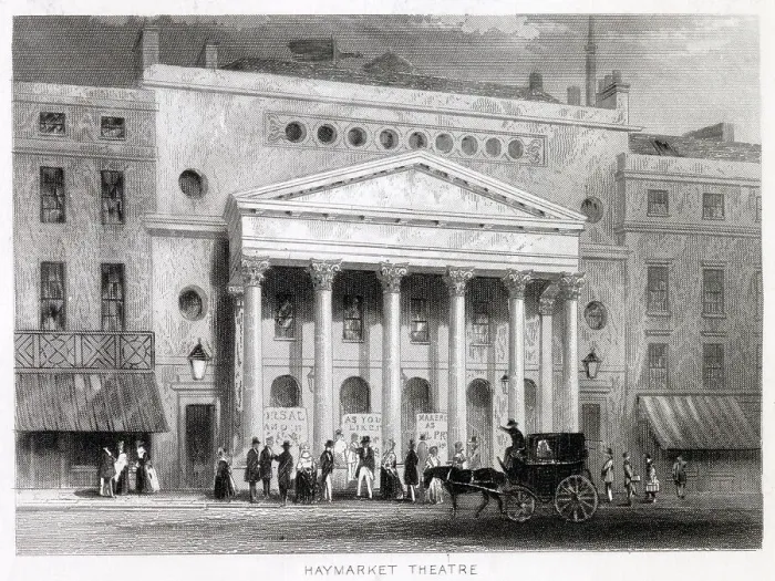 Framed Print : Exterior of the Haymarket Theatre, London. Date: 1846 Framed Print : Exterior of the Haymarket Theatre, London. Date: 1846