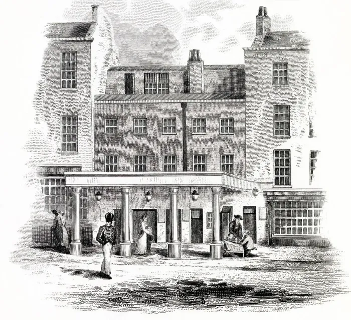 Framed Print : Exterior of Little Theatre, Haymarket, London. Date: 1815 Framed Print : Exterior of Little Theatre, Haymarket, London. Date: 1815
