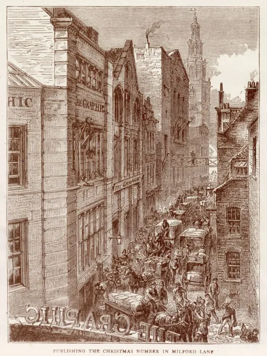 Framed Print : Exterior of Milford Lane, where the weekly The Graphic Framed Print : Exterior of Milford Lane, where the weekly The Graphic