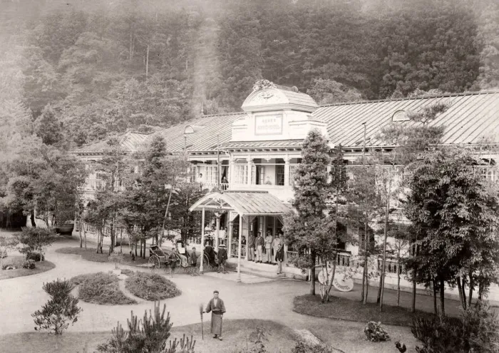 Framed Print : Exterior of the Nikko hotel, Japan, c. 1890 Framed Print : Exterior of the Nikko hotel, Japan, c. 1890
