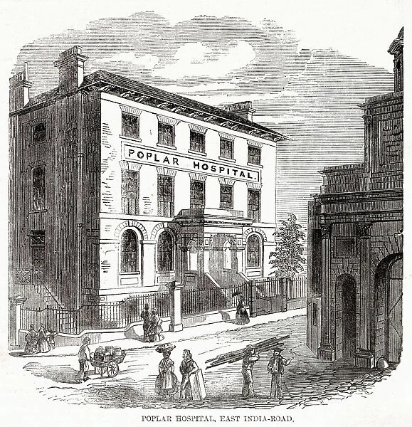 Exterior of the Poplar Hospital in east India Road, London