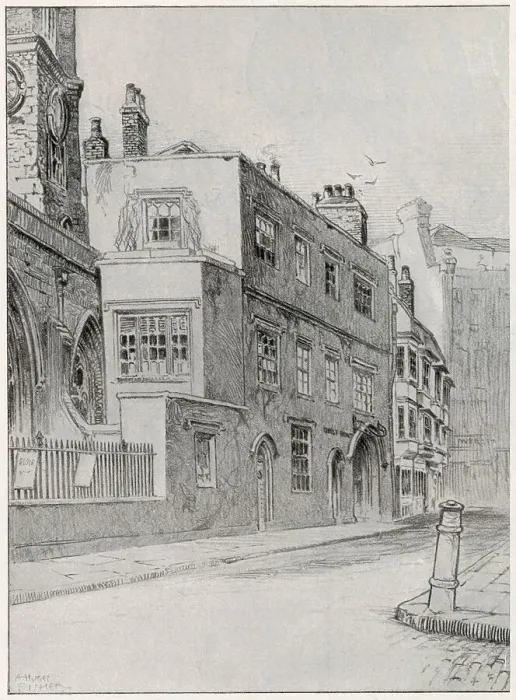 Framed Print : Exterior of the Quest House and pawn shops in Cripplegate, London, 1903. These buildings, which dated from at least 1564, were demolished in 1903. Date: 1903 Framed Print : Exterior of the Quest House and pawn shops in Cripplegate, London, 1903. These buildings, which dated from at least 1564, were demolished in 1903. Date: 1903