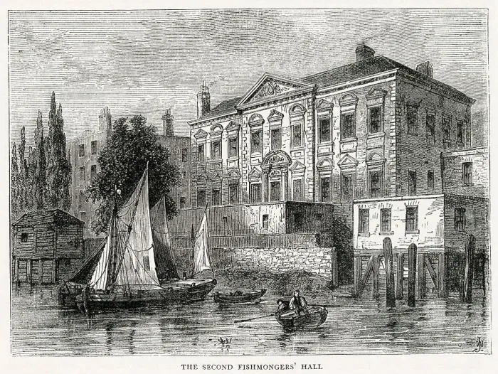 Framed Print : Exterior of the Second Fishmonger's Hall, London, fronted towards the River Thames Though usually ascribed to Sir Christopher Wren, was built by a Mr. Jerman, who was also the arthitect of Drapers Hall and the second Royal Exchange Framed Print : Exterior of the Second Fishmonger's Hall, London, fronted towards the River Thames Though usually ascribed to Sir Christopher Wren, was built by a Mr. Jerman, who was also the arthitect of Drapers Hall and the second Royal Exchange