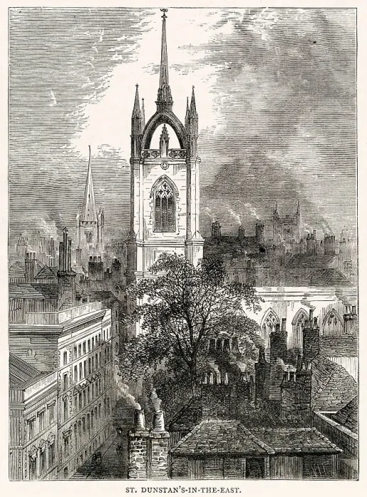 Framed Print : Exterior view of St Dunstan church, halfway between London Bridge and the Tower of London in the City of London. Damaged in the Great Fire of London in 1666 and then destroyed in the Second World War, now as ruins in a public garden Framed Print : Exterior view of St Dunstan church, halfway between London Bridge and the Tower of London in the City of London. Damaged in the Great Fire of London in 1666 and then destroyed in the Second World War, now as ruins in a public garden