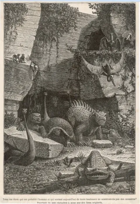 Framed Print : Extinct Animals 19C Framed Print : Extinct Animals 19C