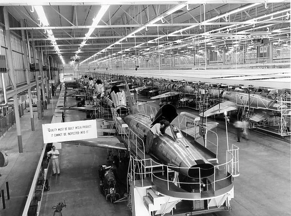 F-100 Super Sabres on the final assembly line