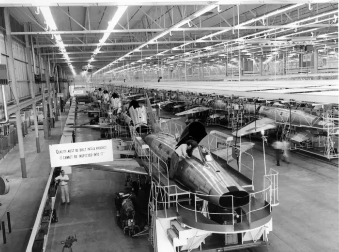 Framed Print : F-100 Super Sabres on the final assembly line Framed Print : F-100 Super Sabres on the final assembly line