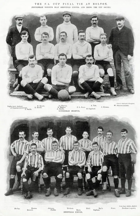Framed Print : F.A. Cup Final between Tottenham Hotspur and Sheffield United. First played on 20th April 1901 at Crystal Palace stadium, London with score of 2 - 2 Framed Print : F.A. Cup Final between Tottenham Hotspur and Sheffield United. First played on 20th April 1901 at Crystal Palace stadium, London with score of 2 - 2