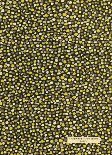 ART GOUT BEAUTE 1929.10月　AGB 1929 Art Deco Yellow and Brown Floral Crepe de Chine Print. Art