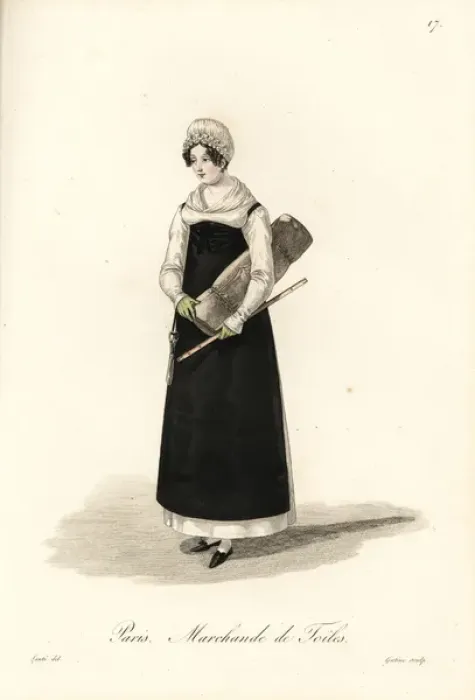 Framed Print : Fabric seller, early 19th century Framed Print : Fabric seller, early 19th century