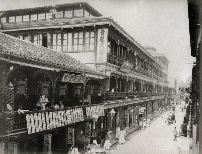 Framed Print : Facade row of shops in Chinese Quarter, Shanghai, China Framed Print : Facade row of shops in Chinese Quarter, Shanghai, China