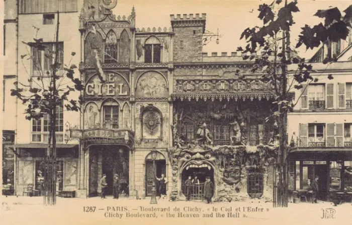 Framed Print : The facades of the Montmartre attractions of Le Ciel and L