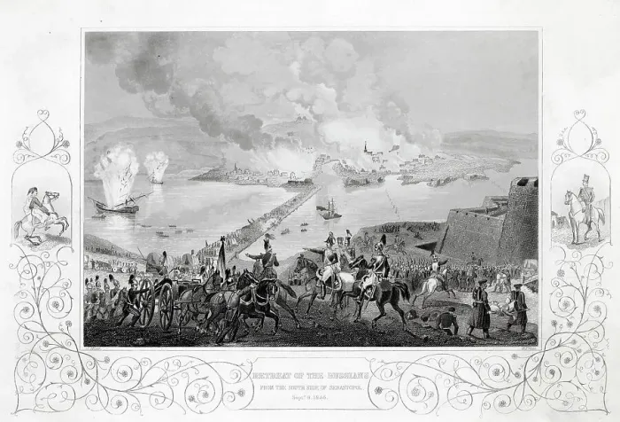 Framed Print : In the face of the Allied attacks, the Russians evacuate the south side of the town Date: 8 September 1855 Framed Print : In the face of the Allied attacks, the Russians evacuate the south side of the town Date: 8 September 1855