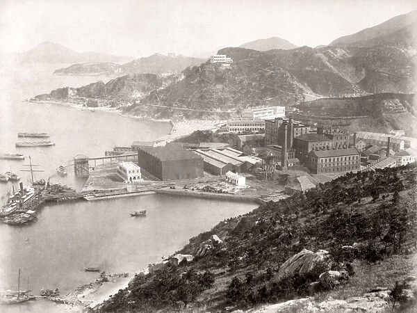 Factory and coastal view Hong Kong, c. 1890 s