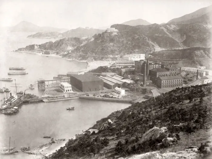 Framed Print : Factory and coastal view Hong Kong, c. 1890 s Framed Print : Factory and coastal view Hong Kong, c. 1890 s