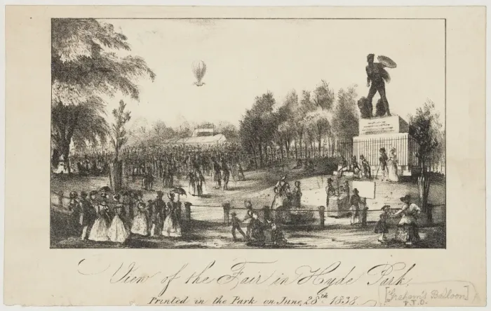 Framed Print : Fair in Hyde Park, London, with Grahams balloon Framed Print : Fair in Hyde Park, London, with Grahams balloon