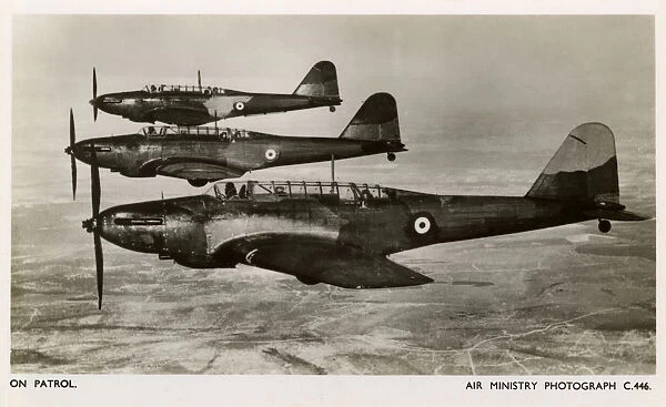 Three Fairey Battle Aircraft on patrol - WWII