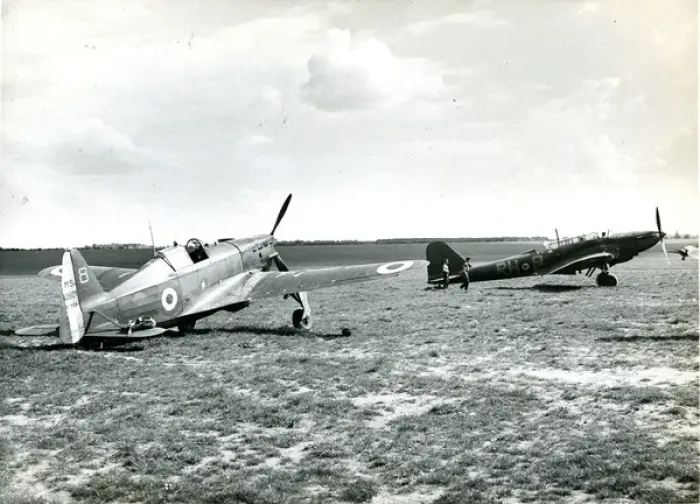 Framed Print : Fairey Battle, rear, and Morane-Saulnier MS406C, front